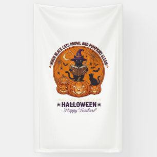 Halloween Froher Lehrer Schwarze Katze Hexenhut Kü Banner