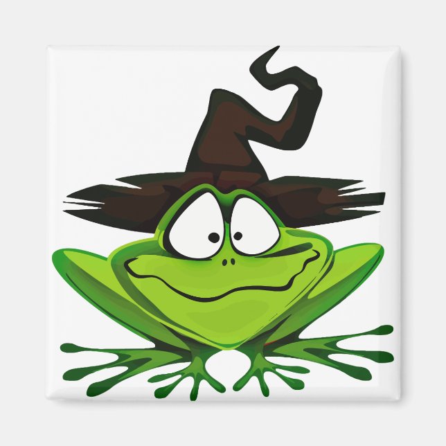 Halloween Frosch in Hexenhut Magnet (Vorne)