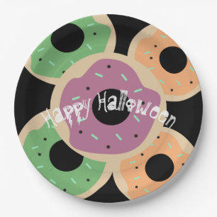Halloween-Frosting-Donut und Streusel Pappteller