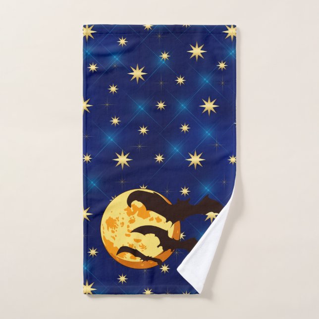Halloween Full Moon Bats Night Sky Handtuch (Handtuch)