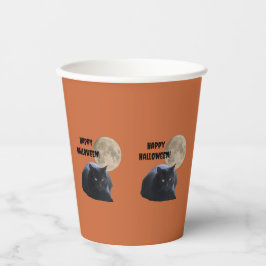 Halloween Full Moon Black Cat Pappbecher