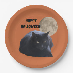 Halloween Full Moon Black Cat Pappteller
