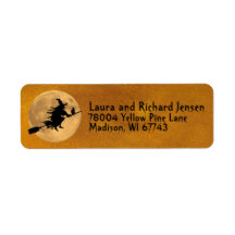 Halloween Full Moon Flying Hexe und Black Cat