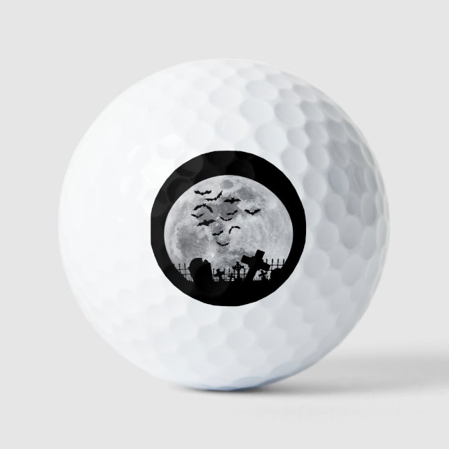 Halloween Full Moon Friedhof Graveyard Spooky Bats Golfball (Vorderseite)