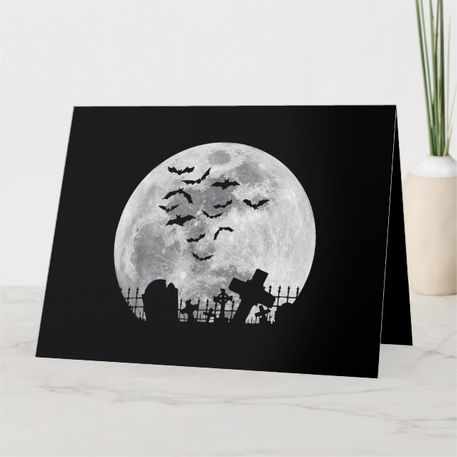 Halloween Full Moon Friedhof Graveyard Spooky Bats Karte (Vorderseite)