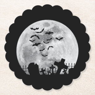 Halloween Full Moon Friedhof Graveyard Spooky Bats Untersetzer