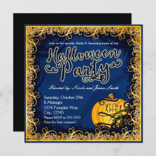 Halloween Fun Blue & Orange Invitations