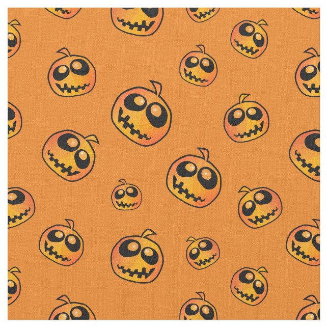 Halloween Fun Pumpkin Faces Pattern Stoff (Nahaufnahme)