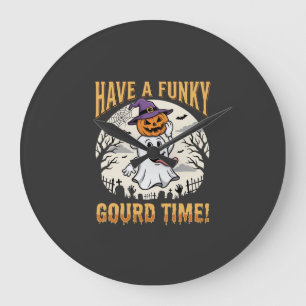 Halloween Funky Kürbis Zeit Geist Kürbis Große Wanduhr