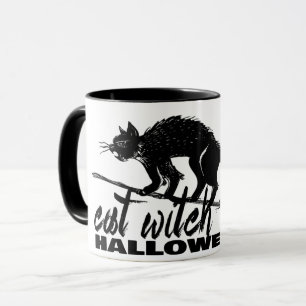 Halloween Funny Cat Hexe auf Broomstick Tasse