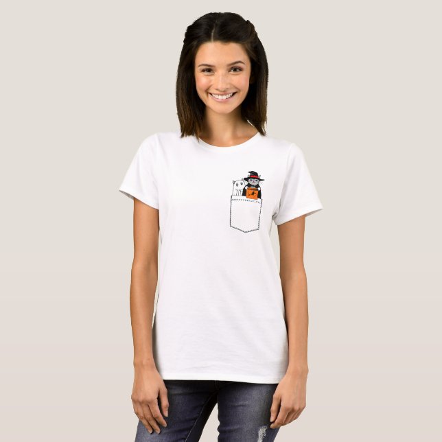 Halloween Funny Cats in der Tasche T-Shirt (Vorne ganz)