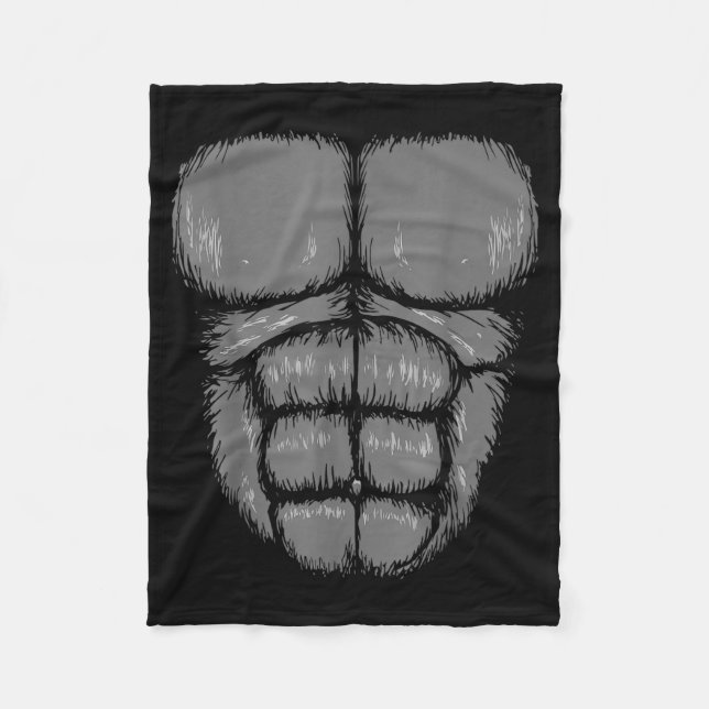 Halloween Funny Gorilla Monkey Belly Chest Costume Fleecedecke (Vorderseite)