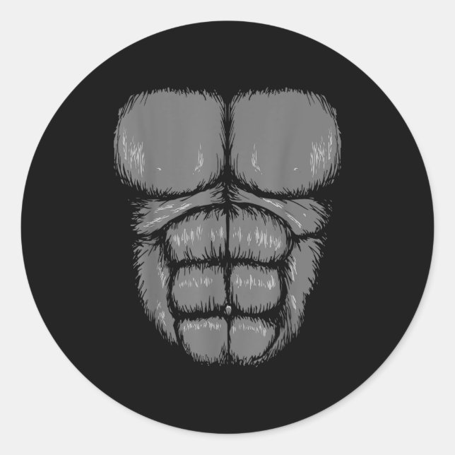 Halloween Funny Gorilla Monkey Belly Chest Costume Runder Aufkleber (Vorderseite)