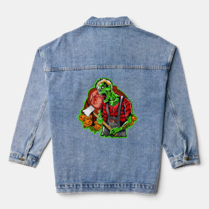 Halloween Funny Green Zombie Ax auf schwarze Ladys Jeansjacke