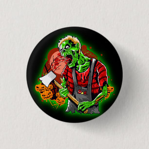 Halloween Funny Green Zombie Button