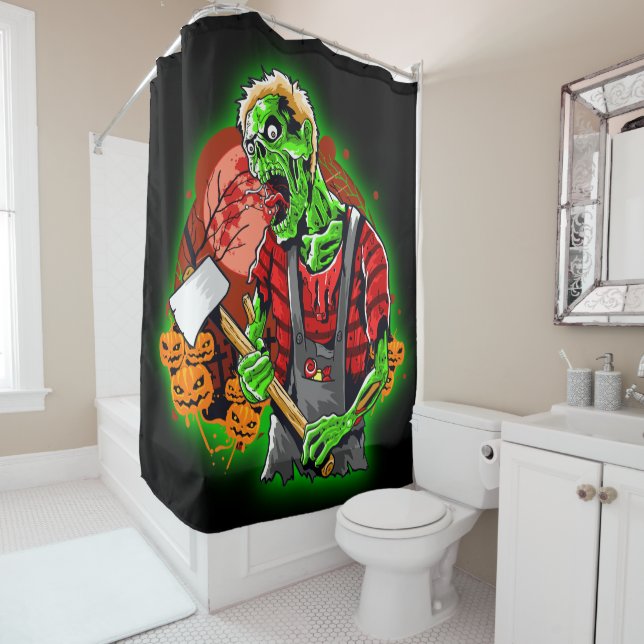 Halloween Funny Green Zombie Duschvorhang (Beispiel)