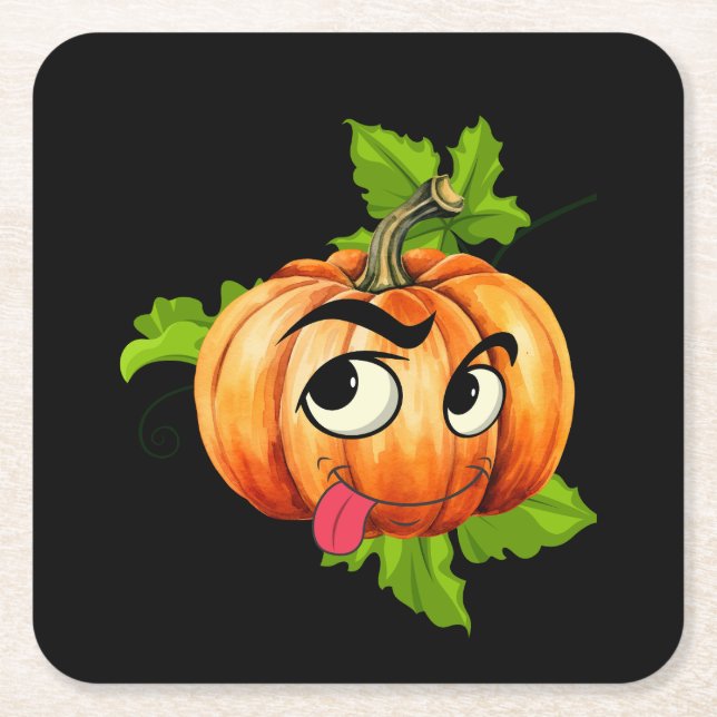 Halloween Funny Pumpkin Face Rechteckiger Pappuntersetzer (Vorderseite)