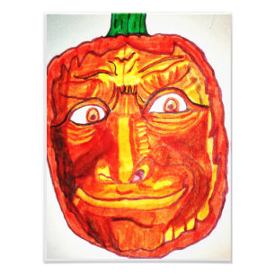 HALLOWEEN FUNNY PUMPKIN-GESICHT FOTODRUCK