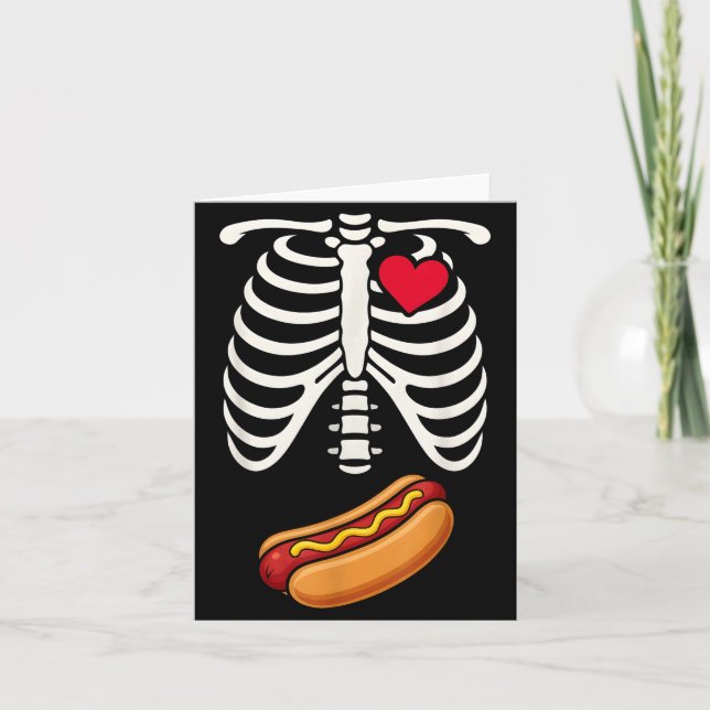 Halloween Funny Skeleton Ribcage Hotdog Food Lover Karte (Vorderseite)