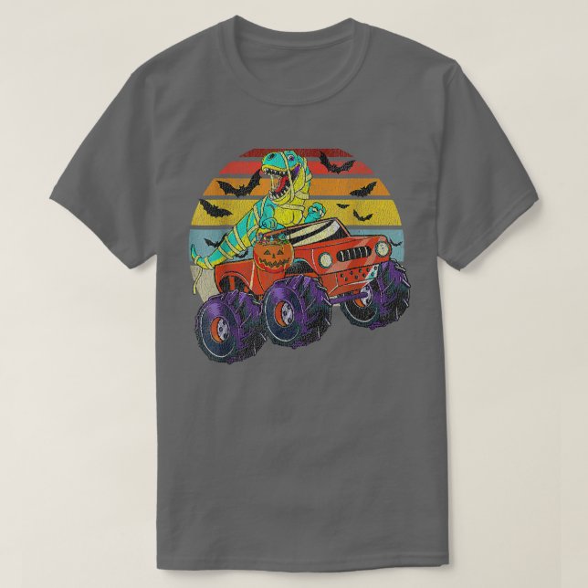 Halloween Funny Skeleton Riding Mummy Dinosaur T r T-Shirt (Design vorne)