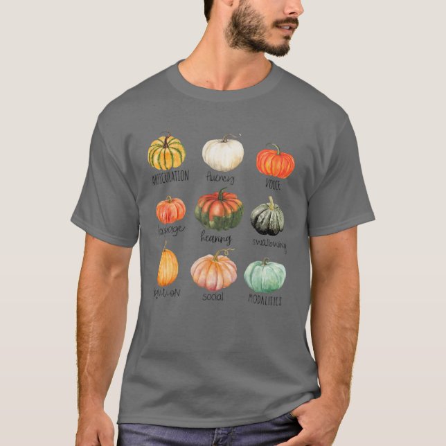 Halloween Funny Speech Therapy Pumpkin SLP Lehrer T-Shirt (Vorderseite)