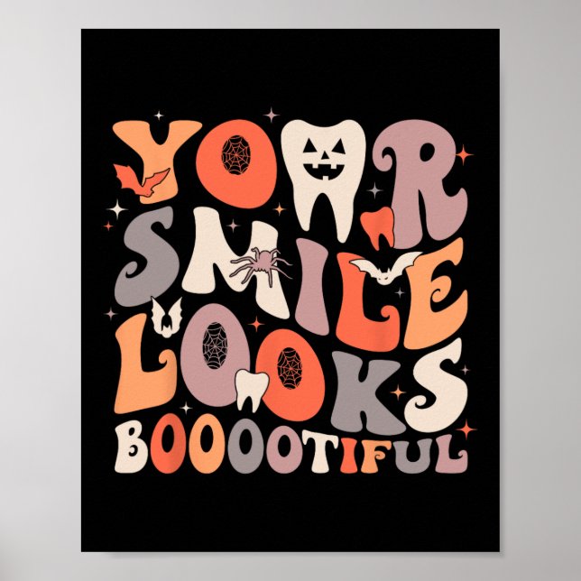 Halloween Funny Teeth Dentist Ghost Your Smile Loo Poster (Vorne)