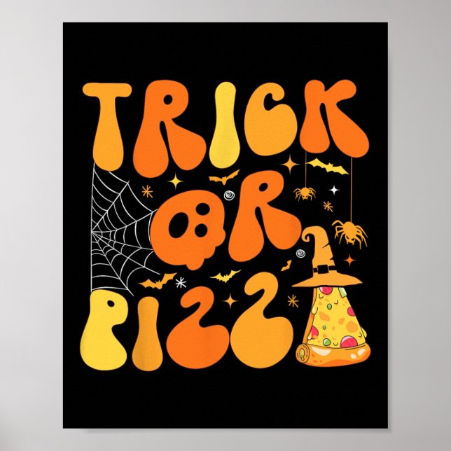 Halloween Funny Trick oder Pizza Beängstigend Ghos Poster (Vorne)