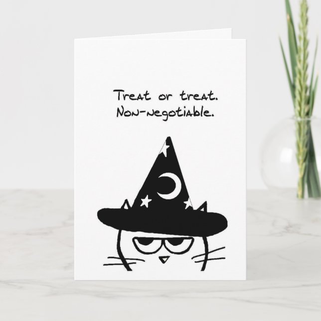 Halloween Funny - Wütende Katze Will nur Leckereie Karte (Vorderseite)
