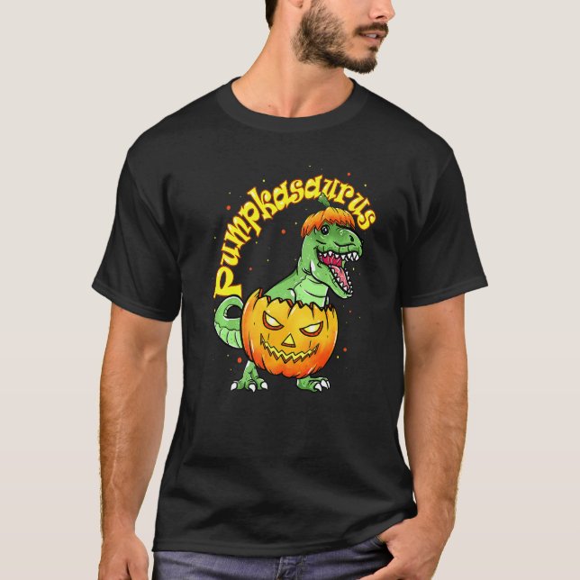 Halloween für Boys Kids Pumpkasaurus Dinosaurier P T-Shirt (Vorderseite)