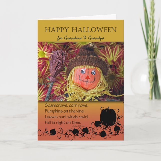Halloween für Großeltern, Vogelscheuche und Karte (Vorderseite)