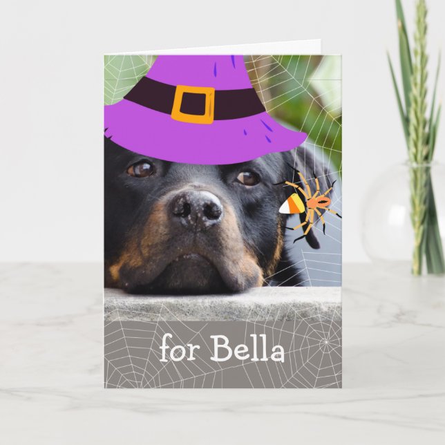 Halloween für Großtochter Rottweiler und Spider Karte (Vorderseite)