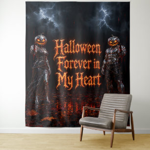 Halloween für immer in meinem Herzen Gothic Kürbis Wandteppich