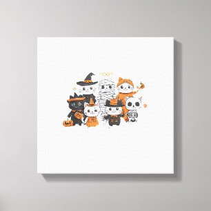 Halloween für Katze Süße Katze Skelett Geist Lusti Leinwanddruck
