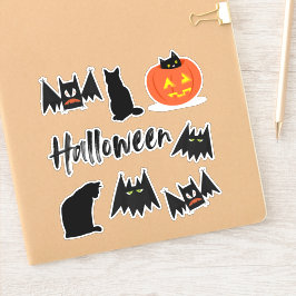 Halloween für Katzen und Fledermäuse Aufkleber