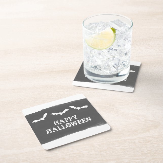 Halloween für Schwarz-weiße Wasserfarben Rechteckiger Pappuntersetzer (Vor Ort)