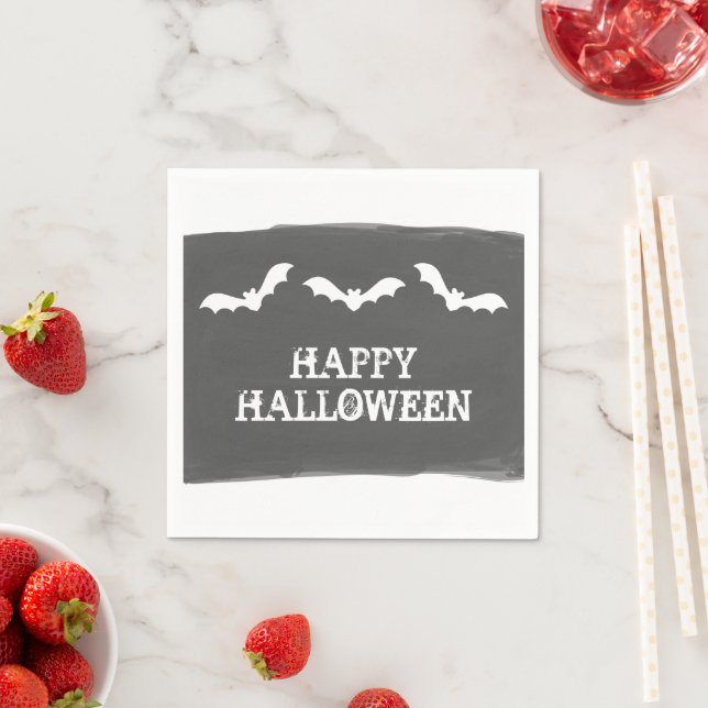 Halloween für Schwarz-weiße Wasserfarben Serviette (Beispiel)