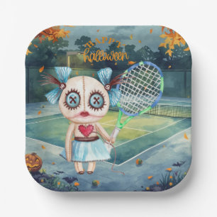 Halloween für Tennisspieler mit Schläger Pappteller