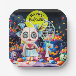 Halloween für Tennisspieler mit Schläger Pappteller