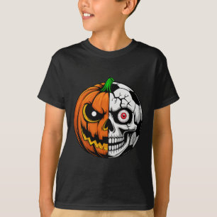 Halloween-Fußball-Byll-Kürbis-Totenkopf-Fußballspi T-Shirt