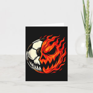 Halloween Fußball Kürbis Flamme Gruseliges Gesicht Karte