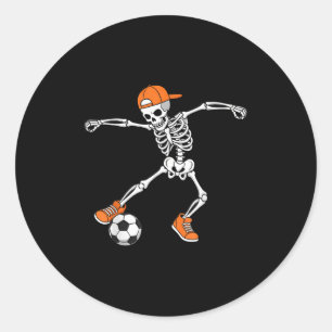 Halloween-Fußball-Skelett-Fußball-Streich-oder-Beh Runder Aufkleber