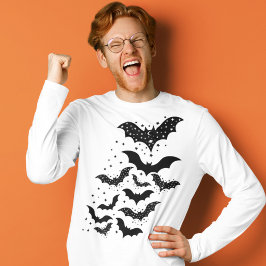 Halloween Galaxy Bats and Stars T-Shirt
