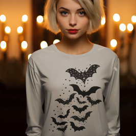 Halloween Galaxy Bats and Stars T-Shirt