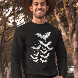 Halloween Galaxy White Bats and Stars Sweatshirt