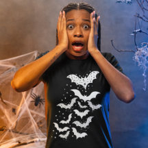 Halloween Galaxy White Bats and Stars