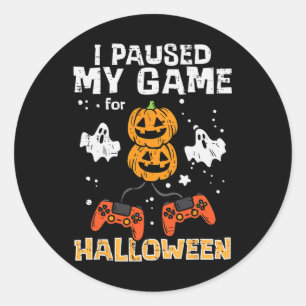Halloween Gamer pausierte mein Spielverhalten Men Runder Aufkleber