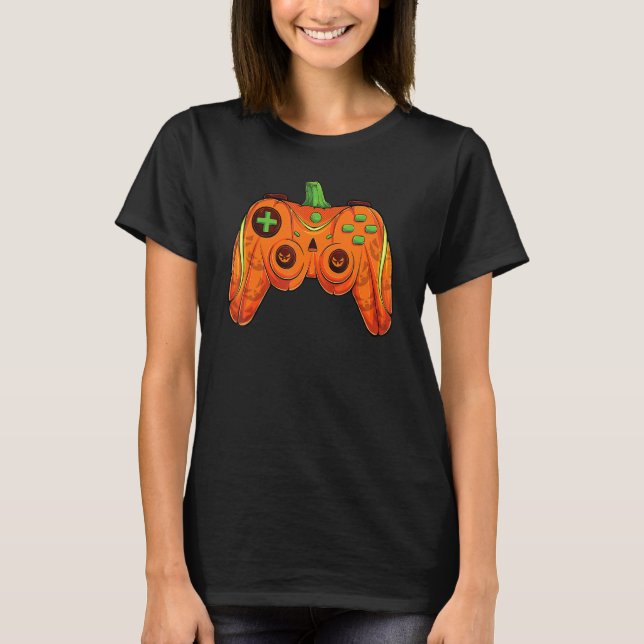 Halloween Gamer Pumpkin Controller Video Gamer Kid T-Shirt (Vorderseite)
