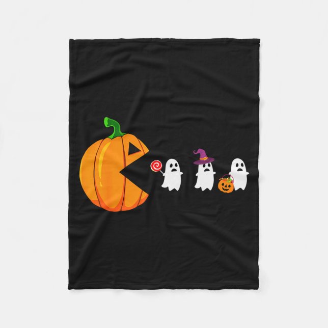 Halloween Gamer Pumpkin Eating Ghost Costume Men B Fleecedecke (Vorderseite)