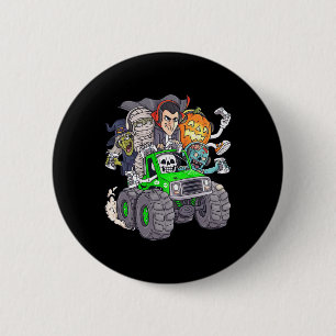 Halloween Gamer Skeleton Zombie Monster Truck Boys Button