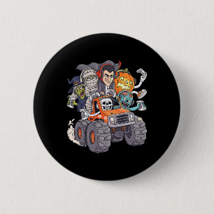 Halloween Gamer Skeleton Zombie Monster Truck Boys Button